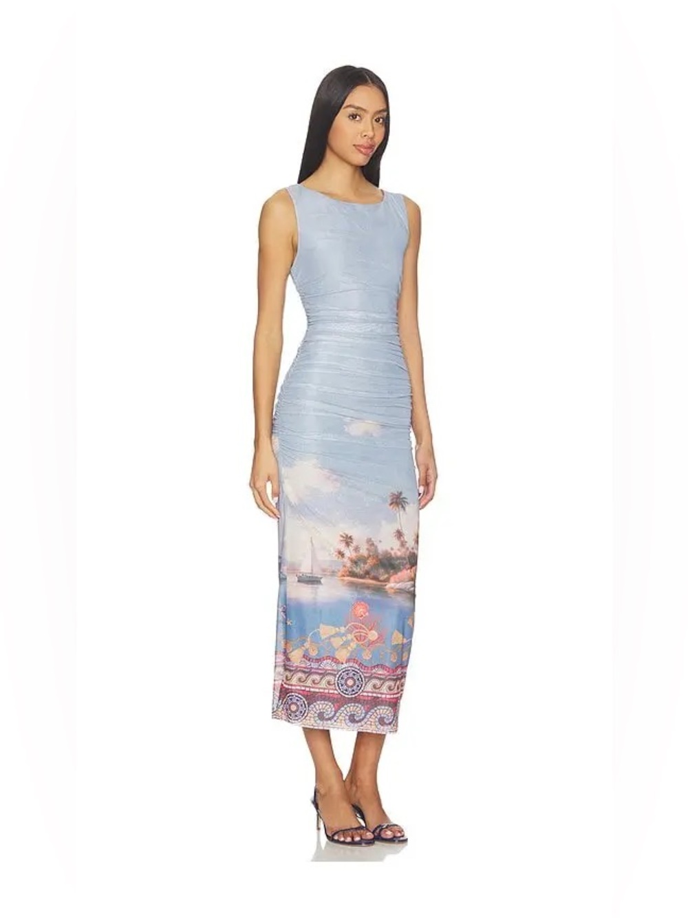 NEW LINE & DOT Pernille Mesh Midi Dress Blue Sizes S & L - Picture 3 of 15